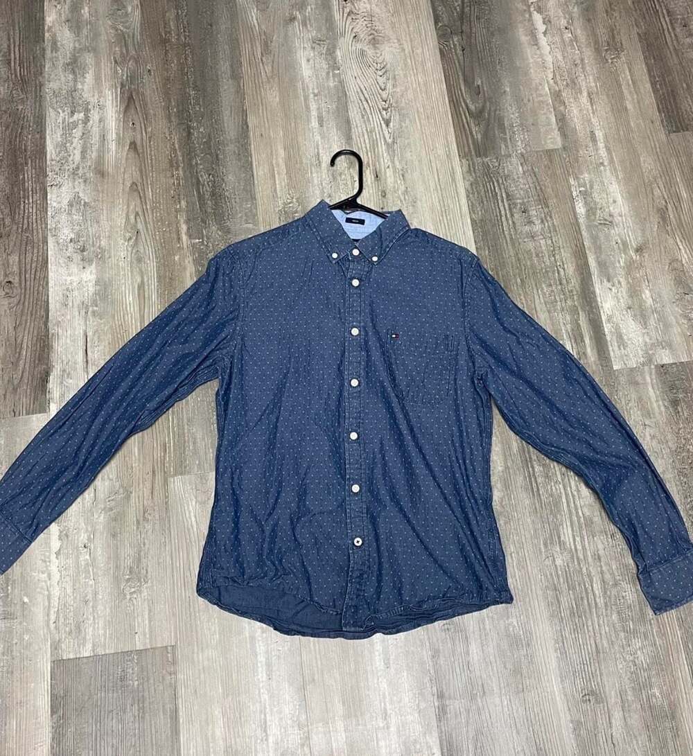 Tommy Hilfiger Indigo Dot Print Button Down Shirt Size S/P